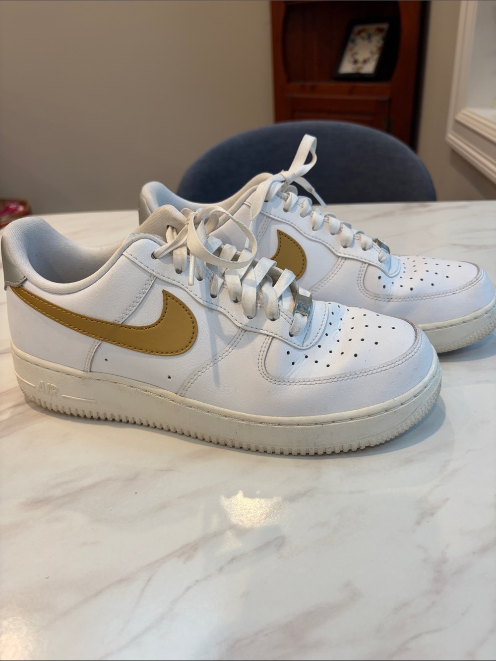 Nike Air Force 1 '07 Low (Size 8.5) DD8959-106 "White/Gold/Silver" Women's Shoes
